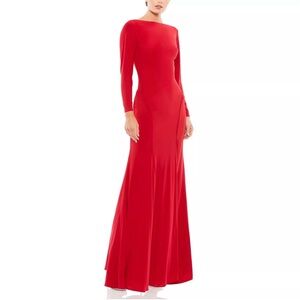 Mac Duggal Red Long Sleeve Dress